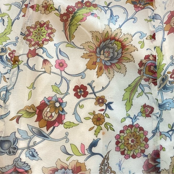 Peck & Peck 100% Silk Godet Midi Skirt w/Floral Paisley on Cream Background - Picture 14 of 15